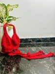 Crimson Crochet Halter Top